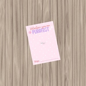 Printable Cookie Card - Valentine, you are Purrfect - 3.5&quot;x5&quot;