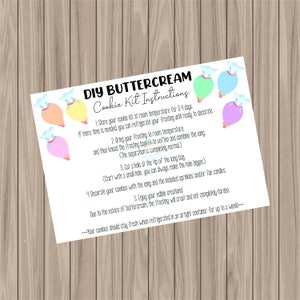 Druckbare Cookie Karte - BUTTERCREAM DIY Cookie Kit - 3,5 "x 15""