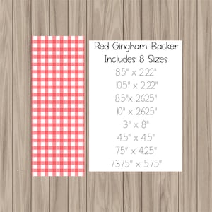 Afdrukbare Cookie Card - Red Gingham Backer - 8 maten