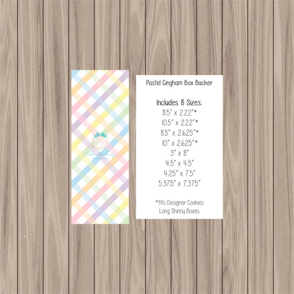 Printable Cookie Card - Pastel Gingham Backer - 8 sizes