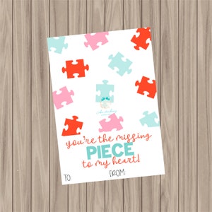 Tarjeta de galleta imprimible - Pieza que falta en mi corazón - 3.5"x5"