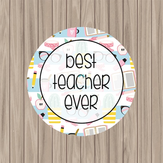 Printable Tag Best Teacher Ever blue 2 Circle | Etsy