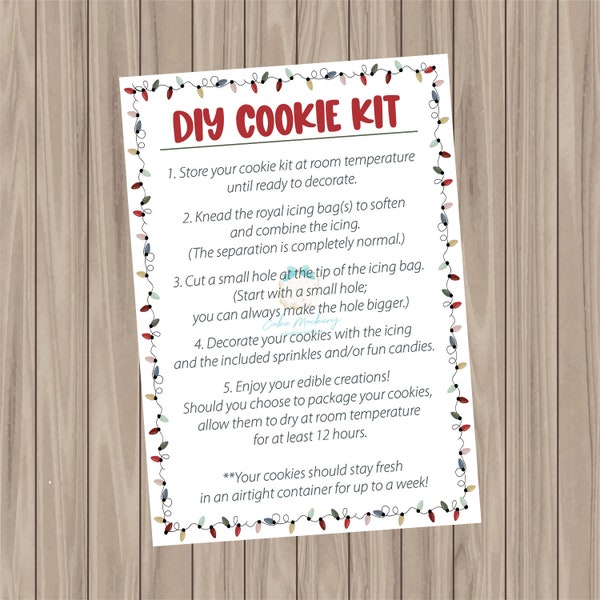 Printable Cookie Card - Christmas ROYAL ICING DIY Cookie Card - 3.5"x5"