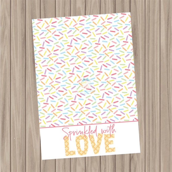 Printable Cookie Card - Sprinkled with Love - 3.5"x5"