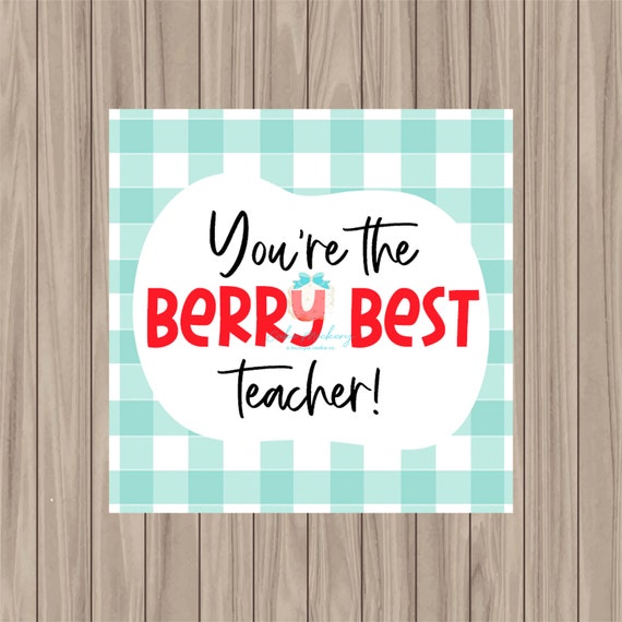 Printable Tag berry Best Teacher 2 Square - Etsy