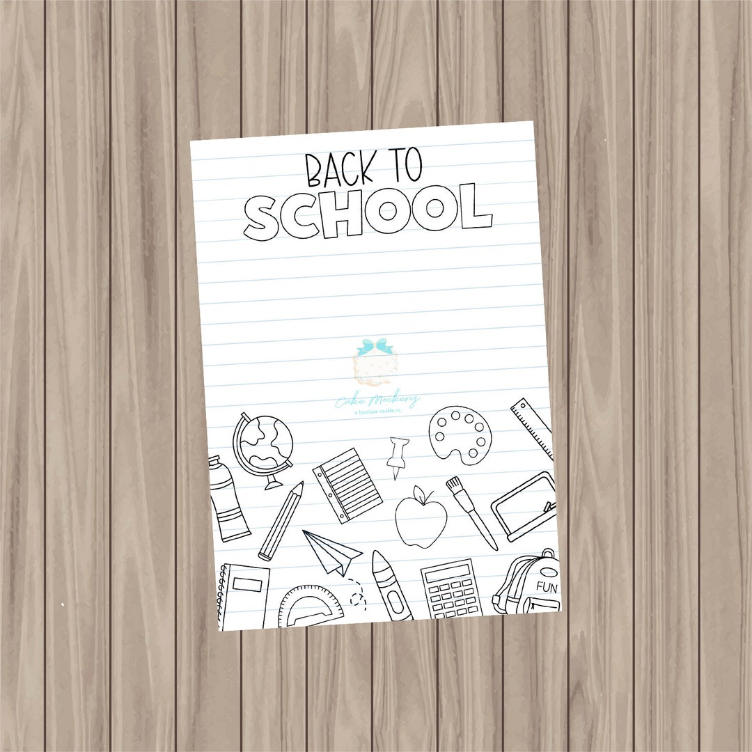 Printable Cookie Card - Back to School Doodle- 3.5"x5" - Etsy