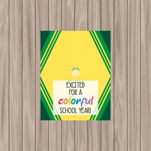 Printable Bag Topper - Crayon - Colorful Year - 3.125&quot; Wide x 4&quot; Tall (3.125&quot; x 2&quot; when folded)