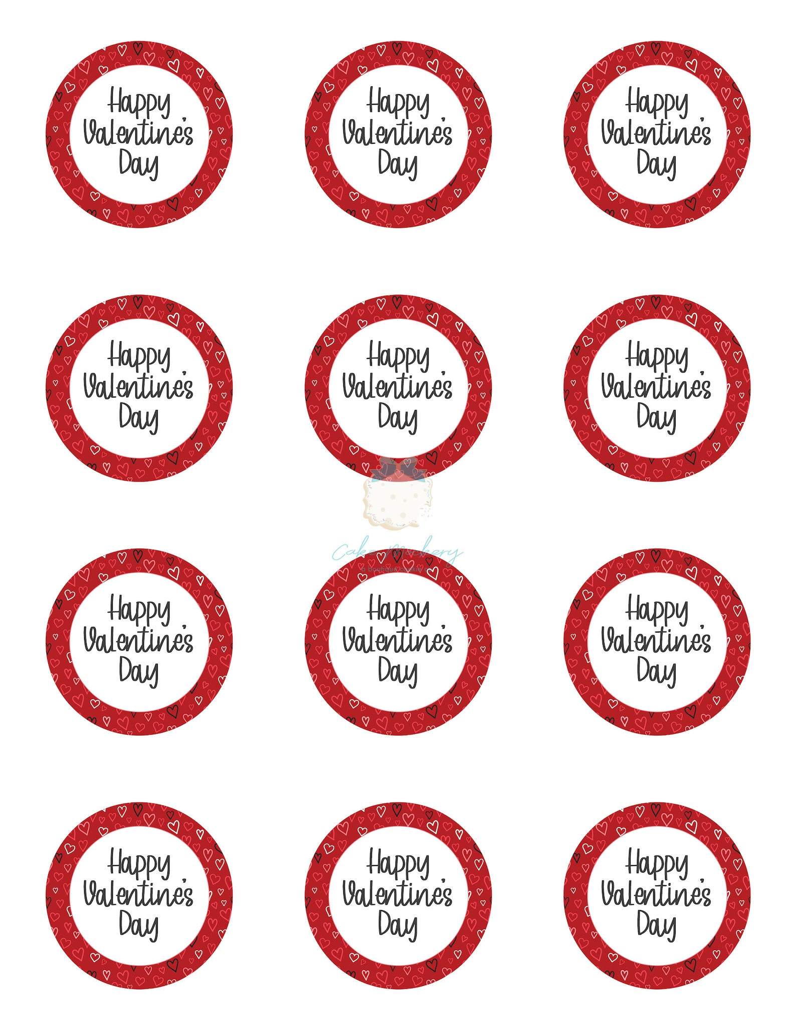 Printable Tag Happy Valentine's Day 2 Circle - Etsy