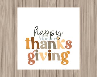 Printable Tag - Happy Thanksgiving - 2" Square