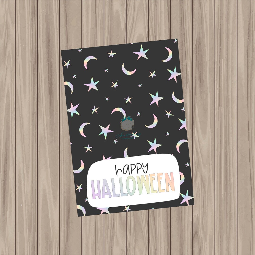 Printable Cookie Card - Happy Halloween Hologram - 3.5