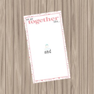 Druckbare Cookie-Karte - "We Go Together Like" Duo Mini Cookie Card Backer - 3,75" x 6,75"