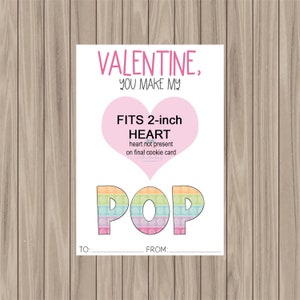 Printable Cookie Card - You Make My Heart Pop Fidget Card - 3.5&quot;x5&quot;
