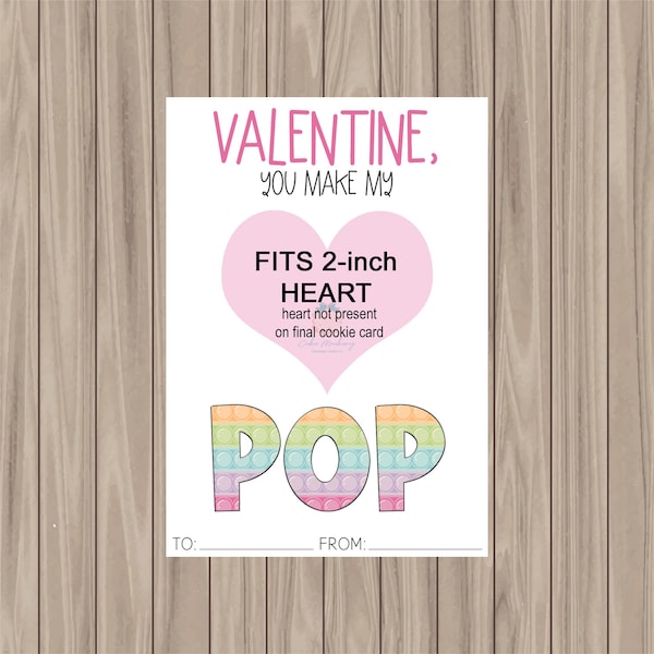 Printable Cookie Card - You Make My Heart Pop Fidget Card - 3.5"x5"