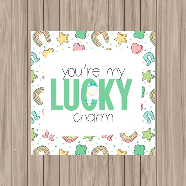 Printable Tag - Vintage Lucky Charm - 2" Square