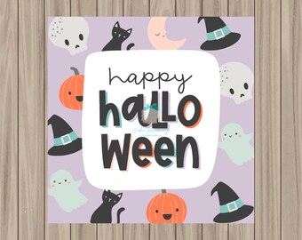 Pre-Printed PHYSICAL Tag - Happy Halloween - 2" Square