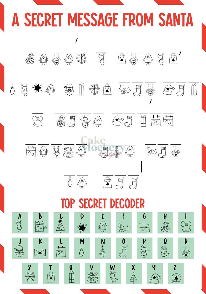 Printable Cookie Card - Santa Secret Message - 3.5