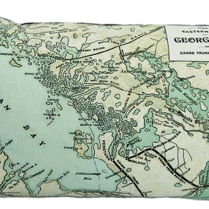 Muskoka & Georgian Bay Kanada Vintage Landkarte Kissen - Versandkostenfrei