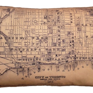 City of Toronto, Canada Vintage Map Pillow - FREE SHIPPING