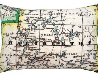 Haliburton Vintage Map Pillow - FREE SHIPPING
