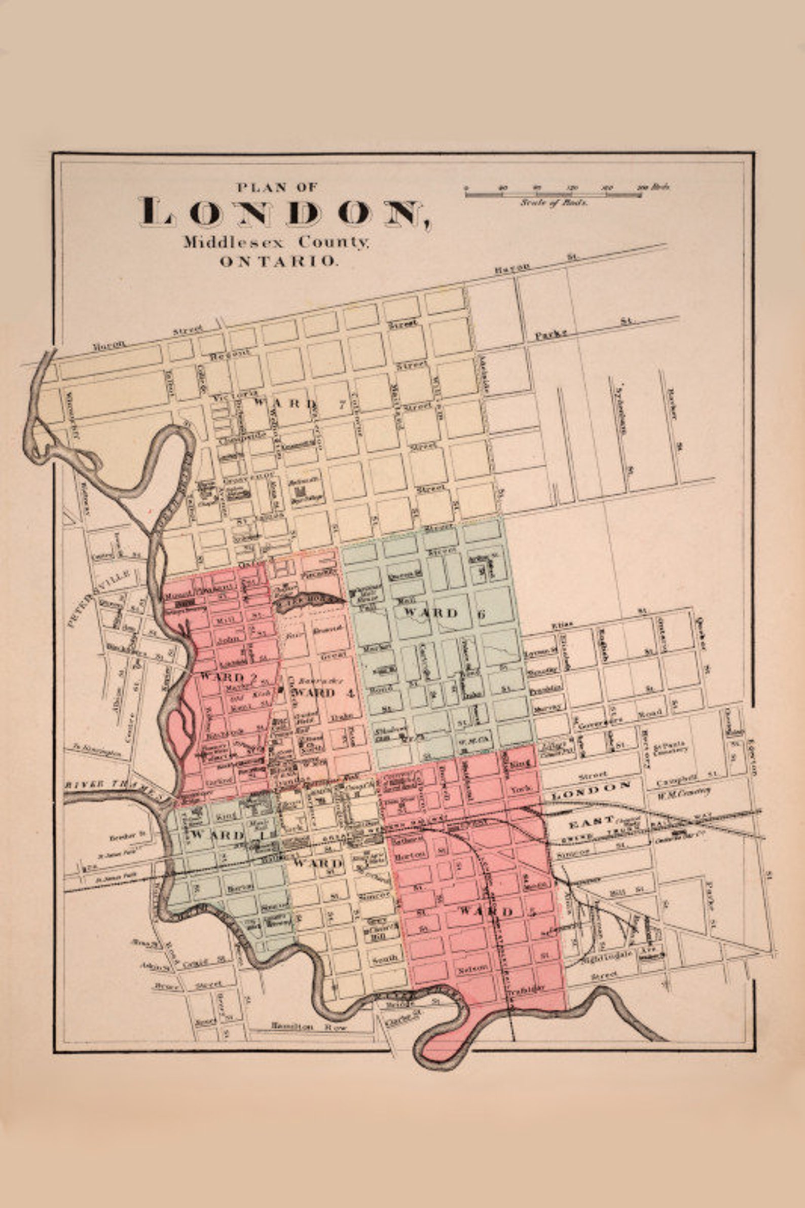 City of London Ontario Vintage Map Tea Towel FREE SHIPPING - Etsy