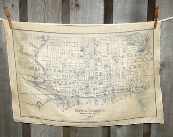 City of Toronto vintage map tea towel - FREE SHIPPING