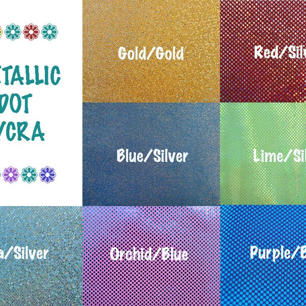 Metallic Dot Lycra Fabric Available in 7 Colors