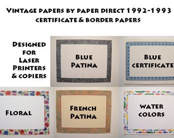 Vintage Papers by Paper Direct 1992 and 1993 Certificate and Border Papers Designed for Laser Printers and Copiers