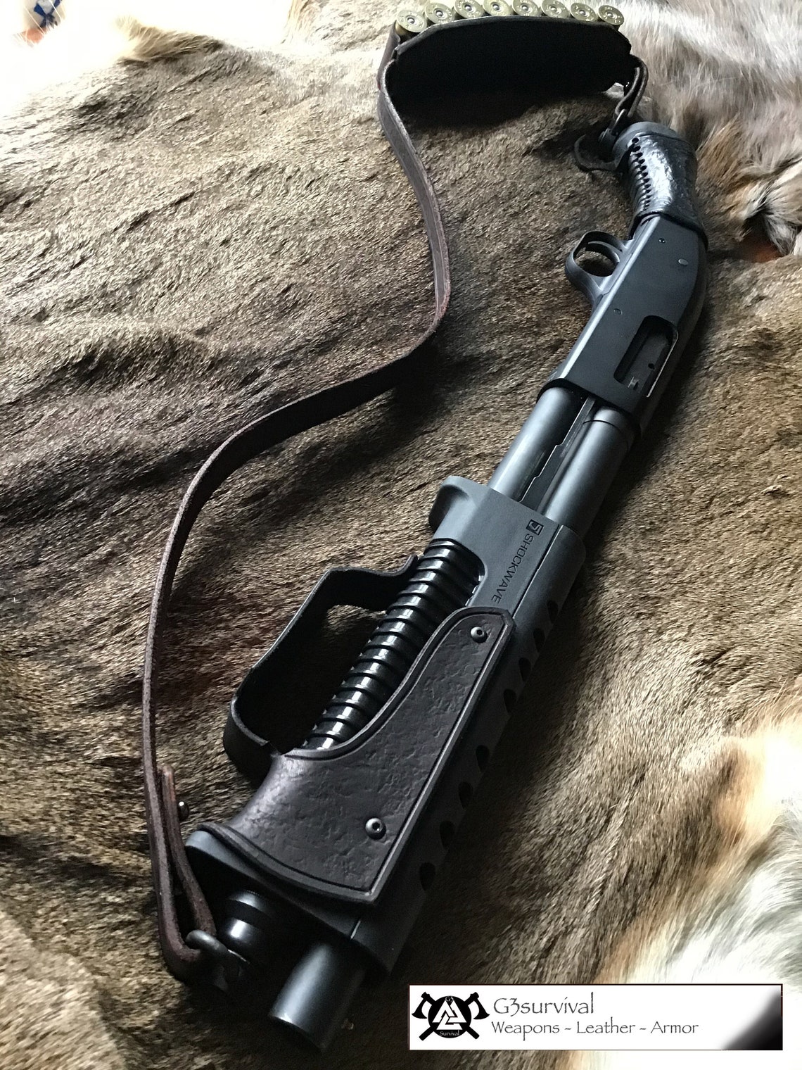 590 Shockwave / Tac 14 leather shotgun sling and bandoleer Etsy