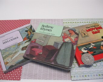 Vin SET Baby Books Hard Cardstock Laminated Mini Book Trio for Toddlers Mother Goose and Disney Color Illustrated