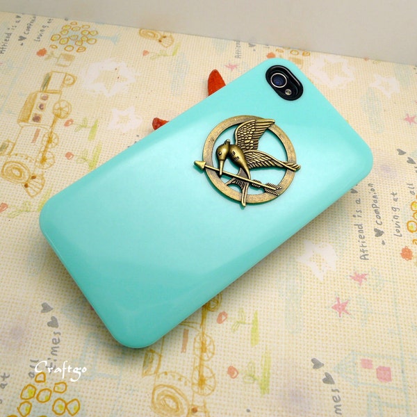 The Hunger Games Inspired iPhone 4 Case Mockingjay Charm Light Blue Hard Case for Apple iPhone 4s case iPhone 4 case