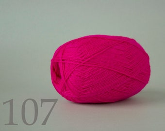 WOOL yarn 100%-Wool for knitting, crochet - neon pink #107