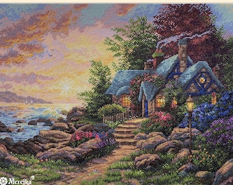 Merejka cross stitch Kit - Seaside Hideaway  K165 by Thomas Kinkade