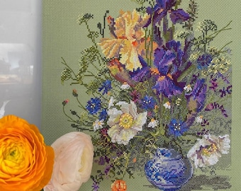 Lirios y flores silvestres - Kit de punto de cruz de Merejka K249