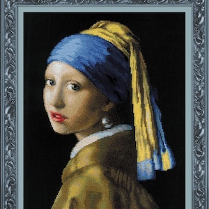Kit punto croce contato - Riolis Premium 100/063 Ragazza con orecchino di perla dopo il dipinto di J. Vermeer