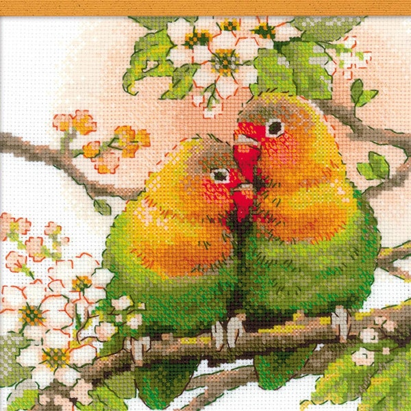 Parrots Lovebirds cross stitch kit Riolis 1780