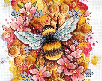 Cross stitch kit - Bee in flowers