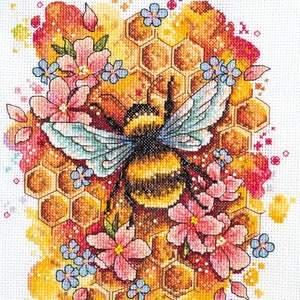 Cross stitch kit - Bee in flowers