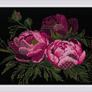 Peonies - Cross stitch kit  by Riolis 2024