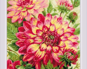 Dahlias - Cross stitch kit  by Riolis 1968