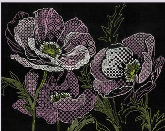 Lace Poppies - Cross stitch kit  by Riolis 1991