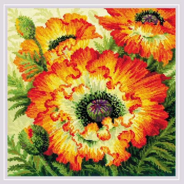 Fire Poppies Cross stitch kit  by Riolis 2080