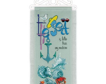 Counted cross stitch kit - The Sea is Better by Riolis brand with cotton threads 1880