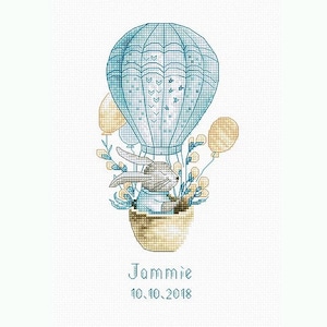 Cross stitch KIT -  Rabbit in a flying balloon  B1150 by Luca-S, cross stitch pattern