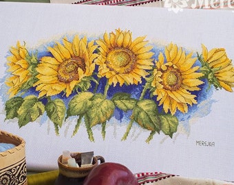 Bright Sunflowers counted Cross stitch kit by Merejka K-125