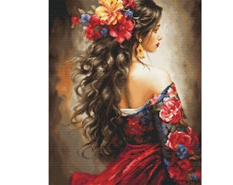 The Spanish Girl - embroidery kit by Luca-s brand 702, choose Goblen  or Cross stitch kit