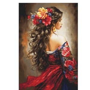 The Spanish Girl - kit de bordado da marca Luca-s 702, escolha o kit Goblen ou ponto cruz