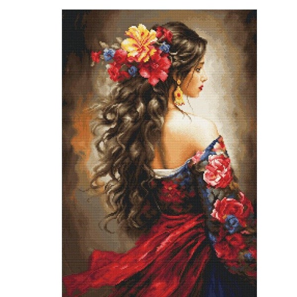 The Spanish Girl - embroidery kit by Luca-s brand 702, choose Goblen  or Cross stitch kit