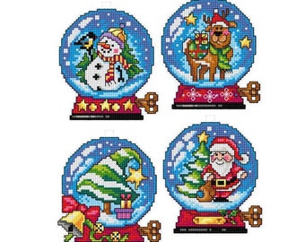Cross stitch Christmas ornaments KIT on plastic canvas