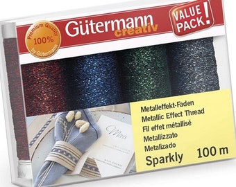 Guttermann sewing sparkling thread, set of 4 colors