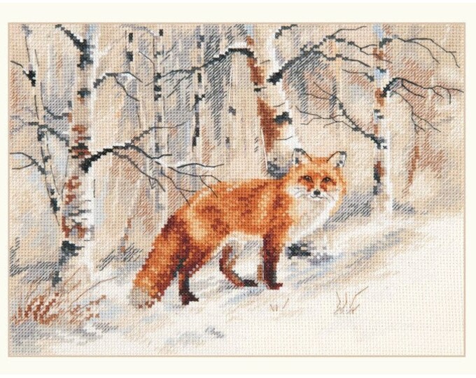 Cross Stitch Kit Fox Etsy